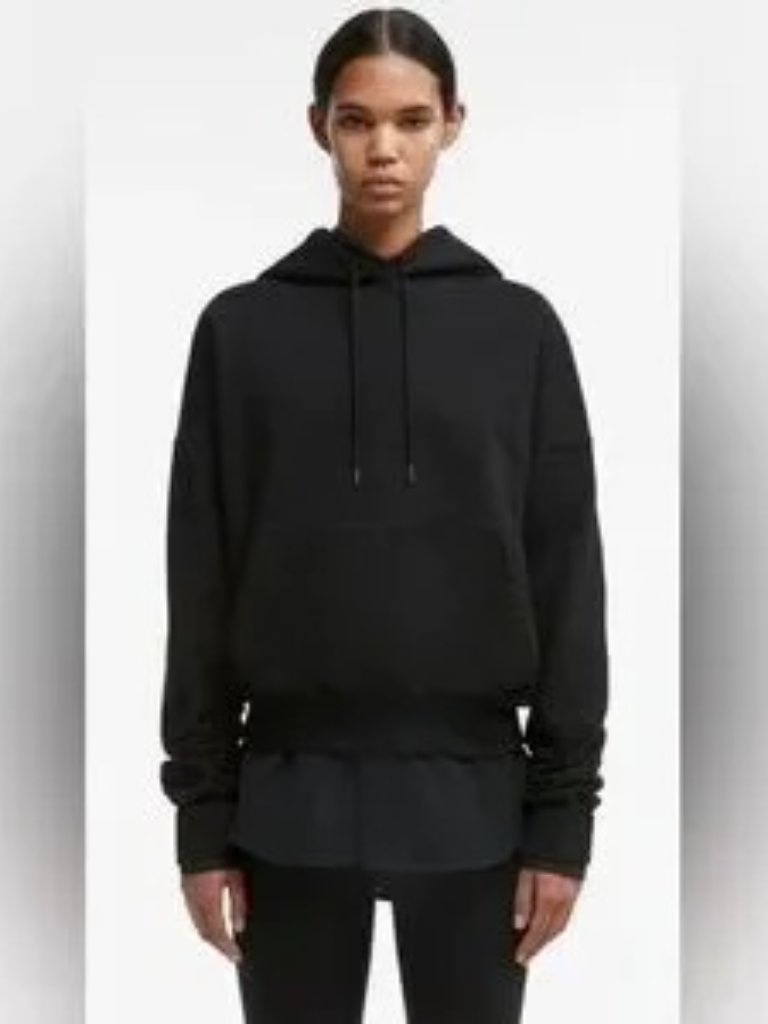 Wardrobe.Nyc Boxy Hooded Sweatshirt In Black French Terry